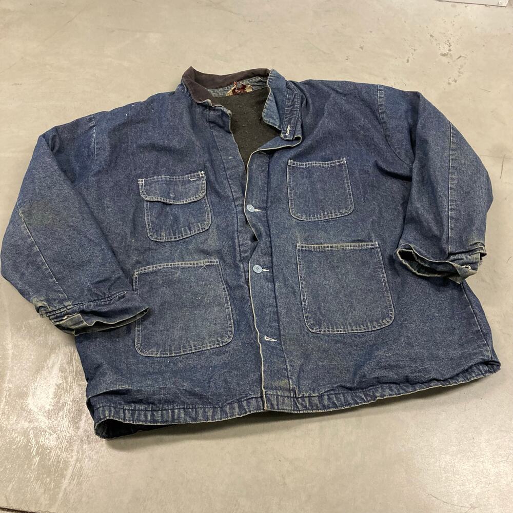 70s fleece lined denim barn coat